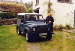 Jo Hepper sitting on the newly-purchased Land Rover